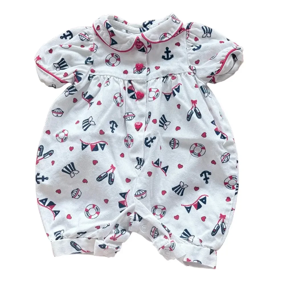 Vintage OshKosh B’gosh Nautical Anchor Baby Collared Bubble Romper Size 3M